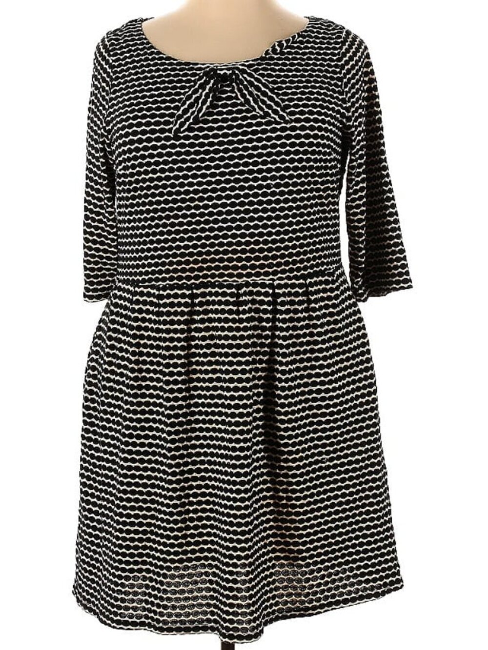 Dear Creatures Scalloped Striped Dress Black Cream